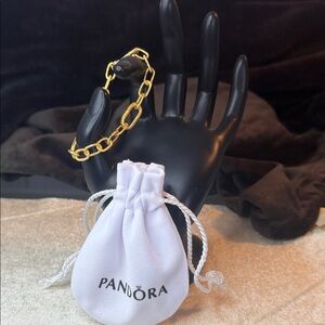 Pandora Textured Small-Link Chain Bracelet in 14k YGP 7”